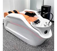 Professional Head Spa Shampoo Bed, Massage Table with Pink Fashionable Ambient Light, Intelligent Body Massage, Water Circulation, Ceramic Basin, Salon SPA Equipment