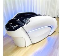 Professional Head Spa Shampoo Bed, Salon Massage Table with White Technology Ambience Light, Head Spa Equipment with Smart Massage, Fumigation, Ceramic Basin