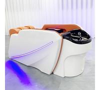 Professional Head Spa Shampoo Bed, Saoln Electric Massage Bed, Bright Orange Simple Style, Water Cycle, Purple Ambient Light, Smart Massage Spa Equipment for Beauty Salon