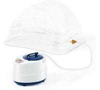Professional Head Spa Steamer, Steam Generator with Remote Control Timer, 3D Dome Cover, Crystal-Clear Acrylic, 65.5 x 51 x 35.6 cm, Herbal Box, White and Navy Blue