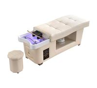 Professional Head Water Therapy Shampoo Bed, Water Circulation Massage, Flat-Laying Thai Massage Salon Beauty Bed with Fumigation, White