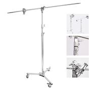 Professional Heavy Duty C-Stand with Boom Arm Kit, 50in Solid Boom Arm, 307cm/ 120.8in Light Stand Rod, C-Stand Dolly Base Castor Wheels for Photo Video Studio Photography Softboxes Monolights
