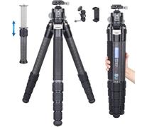 Professional Heavy Duty Carbon Fiber Tripod CS901C with 52mm Ball Low Profile Tripod Head Detachable Monopod Compact Lightweight Travel Camera Stand for DSLR Digital Camcorder Max Load 88.2lbs/40kg