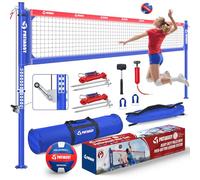 Professional Heavy Duty Volleyball Net Set for Backyard & Beach, Outdoor Net System with Steel Anti-Sag Winch, 32FT Reinforced Net, Height Adjustable Rust-Resistant Aluminum Poles, Portable Carry Bag