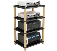 Professional HIFI Amplifier Rack & Multi-layer Audio Cabinet - Solid Wood Speaker Equipment Stand Heavy Duty Black Finish Perfect for Home Theater & Audiophile Setup