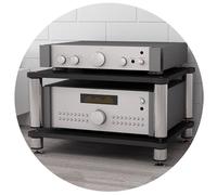 Professional HiFi Audio Rack, 2/3/4 Tier AV Stand with Anti-Vibration Feet for Receivers, Turntables & Speakers - Home Theater Furniture (Black, 60x48x40cm, 2-Tier)