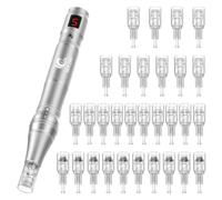 Professional High Frequency And Mute Dermapen Wireless Electric Microneedling Derma Pen With 30 Replaceable Needle Cartridges L3pink-30Cartridge