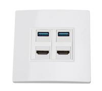 Professional High-Speed 4-Port Wall Plate with HD Multimedia Interface USB 3 0 4K 60Hz Ethernet for Computer TV Projector Hard Disk