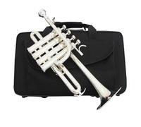 Professional High Trumpet Bb Piccolo Trumpet Brass Gold Silver Lacquer Surface Trumpet (Color : Silver)