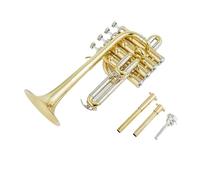 Professional High Trumpet Bb Piccolo Trumpet Brass Gold Silver Lacquer Surface Trumpet Quality (Color : Gold)