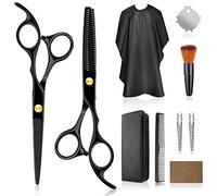 Professional Home Hair Cutting Kit Home Haircutting Scissors Barber/Salon/Home Thinning Shears Kit with Comb and Case Black Cape for Men Women