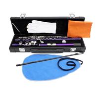 Professional Horizontal Flute with Bag Cleaning Cloth Stick 16 Hole C Tone Closed Hole Flute Woodwind Instrument Professional Horizontal with Bag Cleaning Cloth Stick