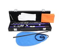 Professional Horizontal Flute with Bag Cleaning Cloth Stick 16-hole C Tone Closed Hole for School Band Instruments Woodwind Instrument with Cleaning Stick & Cloth