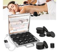 Professional Hot Stones Warmer, Massage Stone Warmer Set, Portable Electric Hot Stone Massage Set, 20 Pieces Hot Massage Stones Made of Basalt, for Massage Therapy, Relaxation, Spa Treatment