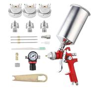 Professional HVLP Gravity Feed Spray Gun with 1.4mm, 1.7mm, 2.5mm Tips, 1000cc Aluminum Cup