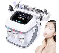 Professional Hydrafacial Machine, Hydrogen Oxygen Facial Machine with 8-inch LCD Screen 10 Heads, Cleaning Moisturizing Skin, Promote Nutrition Absorb, for Home, Spa, Beauty Salon