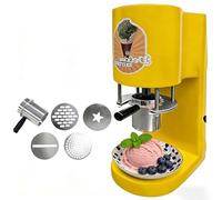 Professional Ice Cream Noodle Extruder, Commercial Spaghetti Ice Cream Machine 4 Interchangeable Molds, 6-8s/cup, One-Touch Start, Soft Serve Dessert Machine for Shops, Catering(Yellow)