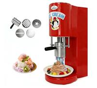 Professional Ice Cream Noodle Extruder,Multi-shape Spaghetti Ice Cream Press Machine, 4 Shape Molds, 28-30L/H Output, 6-8s/ cup, for Dessert Shops, Bars, and Restaurants(Red)