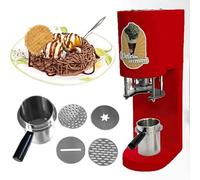 Professional Ice Cream Noodle Extruder, Spaghetti Ice Cream Maker, Gelato Machine, 4 Shape Molds, 28-30L/H Output, 6-8s/ cup, One-Touch Operation for Dessert Shops, Bars, and Restaurants(Red)