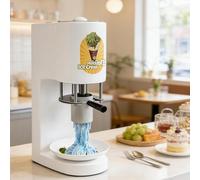 Professional Ice Cream Noodle Extruder, Spaghetti Ice Cream Maker, Gelato Machine, 4 Shape Molds, 28-30L/H Output, 6-8s/ cup, One-Touch Operation for Dessert Shops, Bars, and Restaurants(White)