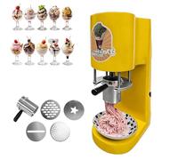 Professional Ice Cream Noodle Extruder, Spaghetti Ice Cream Maker, Gelato Machine, 4 Shape Molds, 28-30L/H Output, 6-8s/ cup, One-Touch Operation for Dessert Shops, Bars, and Restaurants(Yellow)