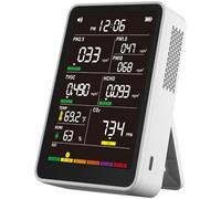 Professional Indoor Air Quality Monitor with AQI Beep Alarms, Portable Real-Time Detector for Home Cars Plants and Pets (Mica White)