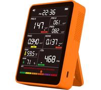 Professional Indoor Air Quality Monitor with AQI Beep Alarms, Portable Real-Time Detector for Home Cars Plants and Pets (Warm Orange)