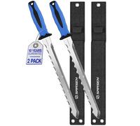 Professional Insulation Knife - Stainless Steel Serrated Saw Foam Cutter for Loft Insulation, Rockwool, Polystyrene & PIR/XPS Foam Board - Patented Ergonomic Handle, Safety Sheath & Ruler