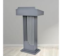 Professional Iron Podium Stand with Grille - Elegant Presentation Lectern for Corporate Events Auditoriums Restaurants - Lightweight Gray Reception Desk for Public Speaking