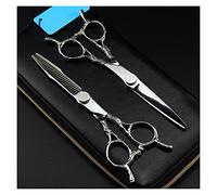 Professional Japan 440C 6" Retro Hair Cutting Shears - Thinning Scissors for Barbers & Hairdressers, Precision Haircutting Tools, Durable & Sharp Hair Shears Set-B
