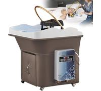 Professional Japanese Head Spa Station - 60L Mobile Shampoo Basin with Thermostatic Water Circulation, Fumigation System & Universal Wh(Size:Without fumigation machine and cover,Color:Grey)