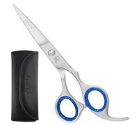 Professional Japanese Steel Hair Cutting Scissor 6-Inch - Precision Barber Shear with Sharp Blades & Leather Storage Bag (Silver)