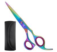 Professional Japanese Steel Hair Cutting Scissor 6-Inch - Precision Barber Shear with Sharp Blades & Leather Storage Bag (Multicolored)