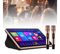 Professional Karaoke Player with Wireless Microphones, Cloud Song Download, Multi-Language Support for Home and Party Entertainment