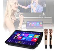 Professional Karaoke System, 19.5 Inch 4K Touch Screen Karaoke Machine with 2 Reverb Wireless Microphone, Phone App Control, Built-in 4T Hard Drive, Support 20 Languages