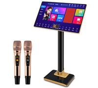 Professional Karaoke System, 21.5 Inch Touch Screen Karaoke Machine with Wireless Microphone, Power Amplifier Function, Phone App Control, 1.1 Million Cloud Download Songs, for Home, Bar black