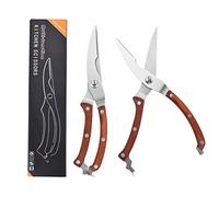 Professional Kitchen Scissors for Food Multipurpose All-Steel Scissors Cooking Scissors Made from Stainless Steel Blades and Colorful Wooden Handle, for Chicken Fish Poultry Seafood Vegetables