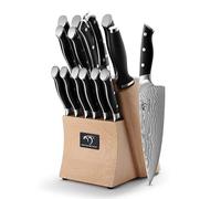 Professional Kitchen Sharp Damascus Knife Set for Chef 15pcs, 67 Layers VG10 Damascus Steel, Japanese Style Knives Set with Beechwood Knife Block