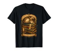 Professional Lap Warmer, Cat Curled on Book Stack T-Shirt