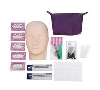 Professional Lash Extension Practice Kit False Eyelash Grafting Kit for Makeup Practice Eye Lashes with Bag, Mannequin Training Head Eyelash Extension Model Makeup Practice Kit Tool for Starter