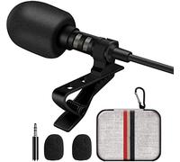 Professional Lavalier Lapel Microphone Omnidirectional Condenser Mic for iPhone iPad iPod Android Smartphone Laptop PC, Recording Mic for YouTube Interview Video Tiktok