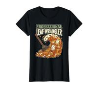Professional Leaf Wrangler Fall Yard Raking Humor Jokes Value Graphic T-Shirt, Women, Black, XS