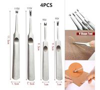 Professional Leather Groover Tool, U V Edge Beveler for Leather Craft, Stainless Steel Skiving Tools, 4 Piece Set