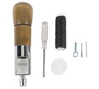 Professional Leather Sewing Awl Kit, Hand Stitcher Repair Tool with Dark Beech Wood Handle and Wax Thread for Crafting Belts Purses Backpacks and More