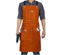 Professional Leather Welding Apron Heavy Duty and Flame Retardant for Safety (Brown)