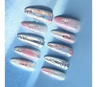 Professional Length Chrome Glittering Nails 30pcs Silver Press on Tips Long Stilettos Styles ABS Practical Manicure ABS Press on Nail