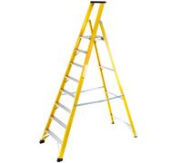Professional Lightweight 1.9M Fibreglass 8 Tread Step Ladder With Tool Tray