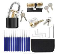 Professional Lock Pick Training Set with 30-Piece Tools, 2 Clear Practice Padlocks, Portable Case, Lock Picking Kit for Beginners