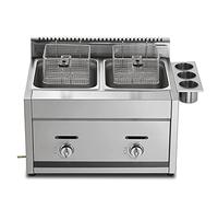 Professional LPG Gas Fryer, 22L Dual Tank Commercial LGP Fryer, Thick Stainless Steel Fryer With Baskets And Lids, Adjustable Firepower And Temperature Contro, For Home And Commercial