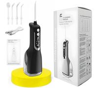 Professional LuxeCare Luxe Water Floss Portable Oral Irrigator | 5 Cleaning Modes | 360° Rotating 4 Extra Nozzles | USB Rechargeable Water Flosser | Deep Teeth & Gum Care Device for Men&Women (Black)